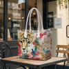 Watercolor Leopard Print Women Tote Bag Fashion Large Capacity Daily Carry Shoulder Bag For Shopping Work Travel
