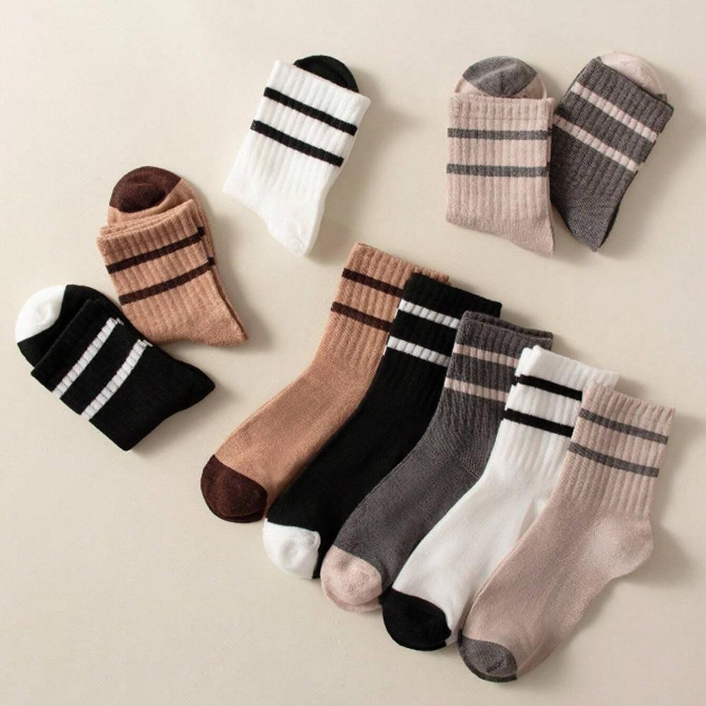 10/20 Pairs Unisex Striped Mid Tube Socks Fashionable Stripes Soft Comfortable Sweat Absorbing Breathable Couples Casual Socks