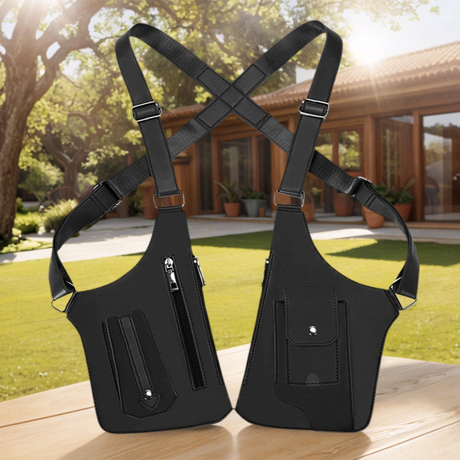 PU Leather Double Shoulder Armpit Bag Multi-Pocket Underarm Strap Wallet Pocket Crossbody Bags for Men Women Travel Outdoors чёрный 5590₽