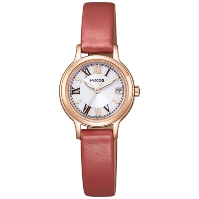 [Citizen] Wiccan Solar Tech Wasserdicht Roségold Lederarmband Rot Rotgold Weiß Einfach Geschäftsgeschenk KH4-963-14 Damen