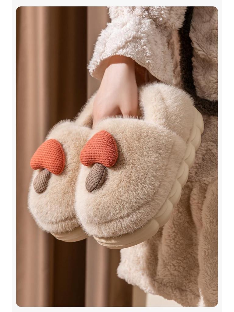 2025 New Style Anti-Slip Plush Slippers for Pregnant Women - Warm, Thick-Soled Indoor Cotton Shoes