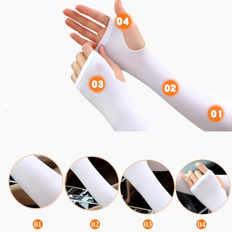 2Pcs Arm Sleeves Outdoor Sport Sleeve Exposed Thumb Sun Uv Protection Hand Cover Summer Cooling Warmer Running Fishing Cycling