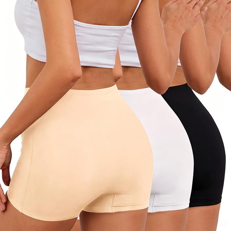 Women's No-Roll Boxer Briefs: Solid Color, Anti-Exposure, Two-in-One Safety Shorts.