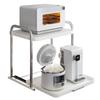 Double Layer Microwave Oven Storage Rack - Multi-functional Kitchen Countertop Shelf with Pull-out for Rice Cooker