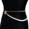 Multilayer Pearl Waist Chain Heart Rhinestone Punk Thin Waist Chain Elegant Waist Accessories Women Body Chain Belt Bridal