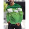 Men's 3D Stripe Printed Long-sleeved T-shirt, Comfortable, Breathable and Versatile Men's Top