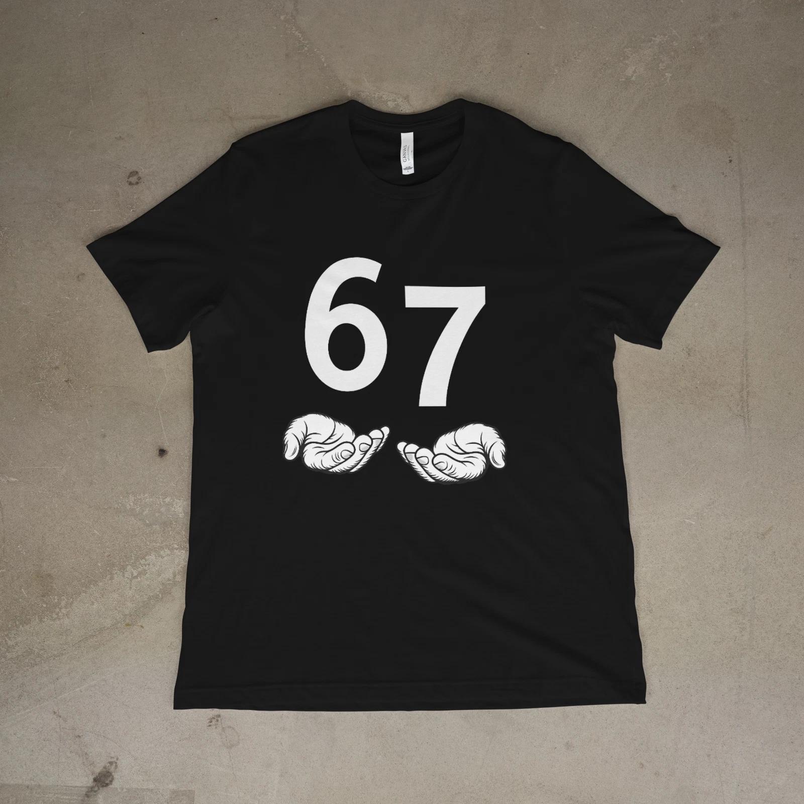 67 Hands Graphic T-Shirt Funny Number Tee Minimalist Hand Gesture Shirt XXXXL