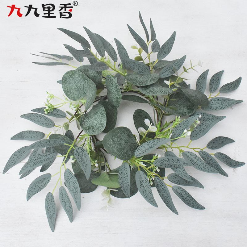 American Imitation Wreath Candle Wreath Eucalyptus Wreath Eucalyptus Leaf Wreath Dining Table Money Leaf Wreath