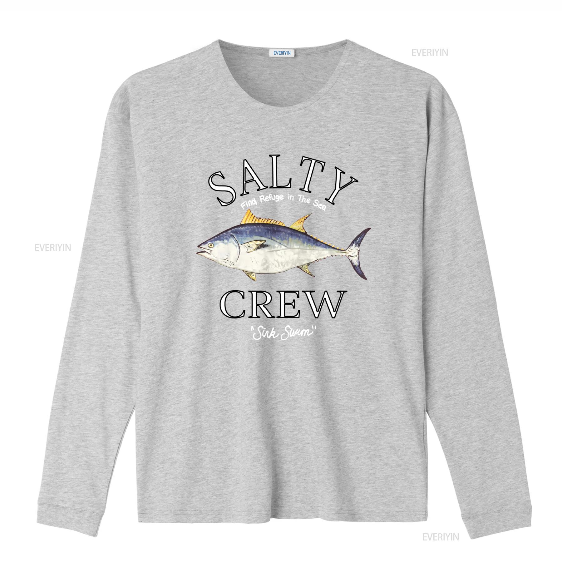 

Salty Crew Big Blue SS T Shirt Black New Find Refuge in The Sea with Tuna Print vintage Washed streetwear homme Unisex S