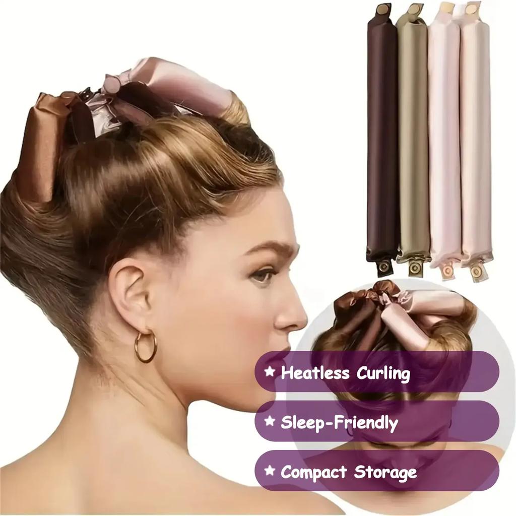 Manual Hair Curler Set, 4 Counts/set Heatless Hair Curler, Hair Styling Tool for Women & Girls, Sleeping Hair Curler.