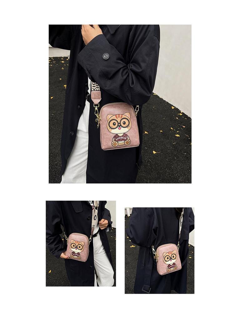 2025 Hello Kitty Women's Cute Cartoon Bear Multi-Layer Crossbody Phone Bag