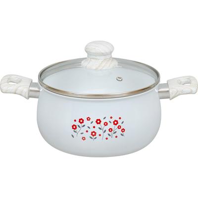 Wahei Freiz Pot 20cm Ceramic Processed Enamel Processed White Showa Retro Retro Two-handed IH/Gas RB-2864