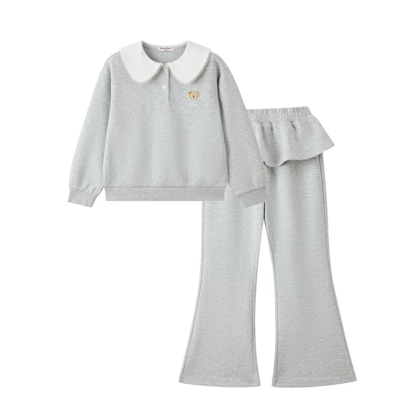 PawinPaw Girls' Cartoon Bear Knit Sweatshirt & Pants Set