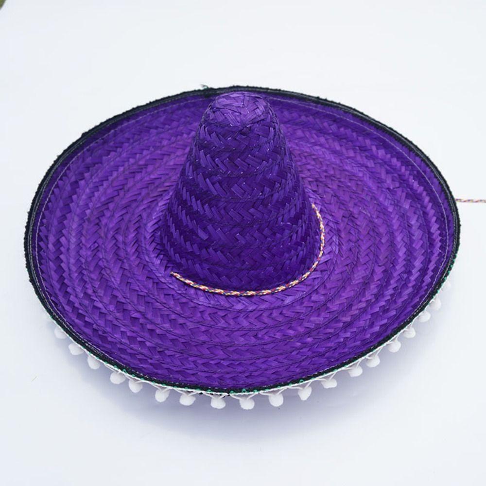 Wide Brim Mexican Party Hat Natural Straw Carnival Sombrero Outdoor Mexican Straw Hats  Halloween