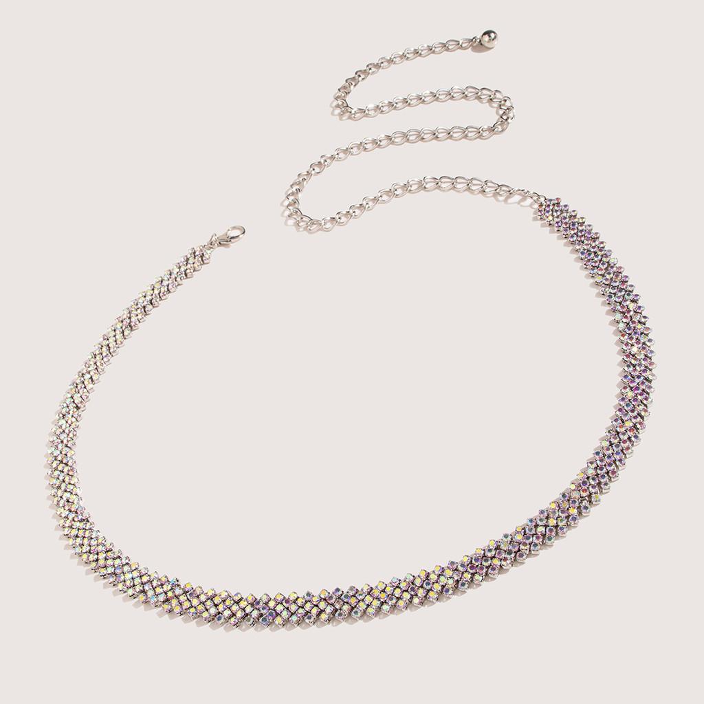 

Light Luxury Silver Water Diamond Waist Chain For Women Spring Summer Autumn Winter Floral Pattern