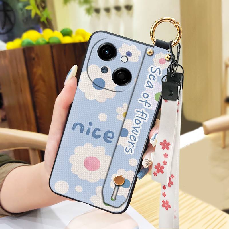 Protective Anti-knock Phone Case For Tecno POP9 4G/Spark GO 1/KL4 Flower Phone Holder Ring Kickstand Dirt-resistant