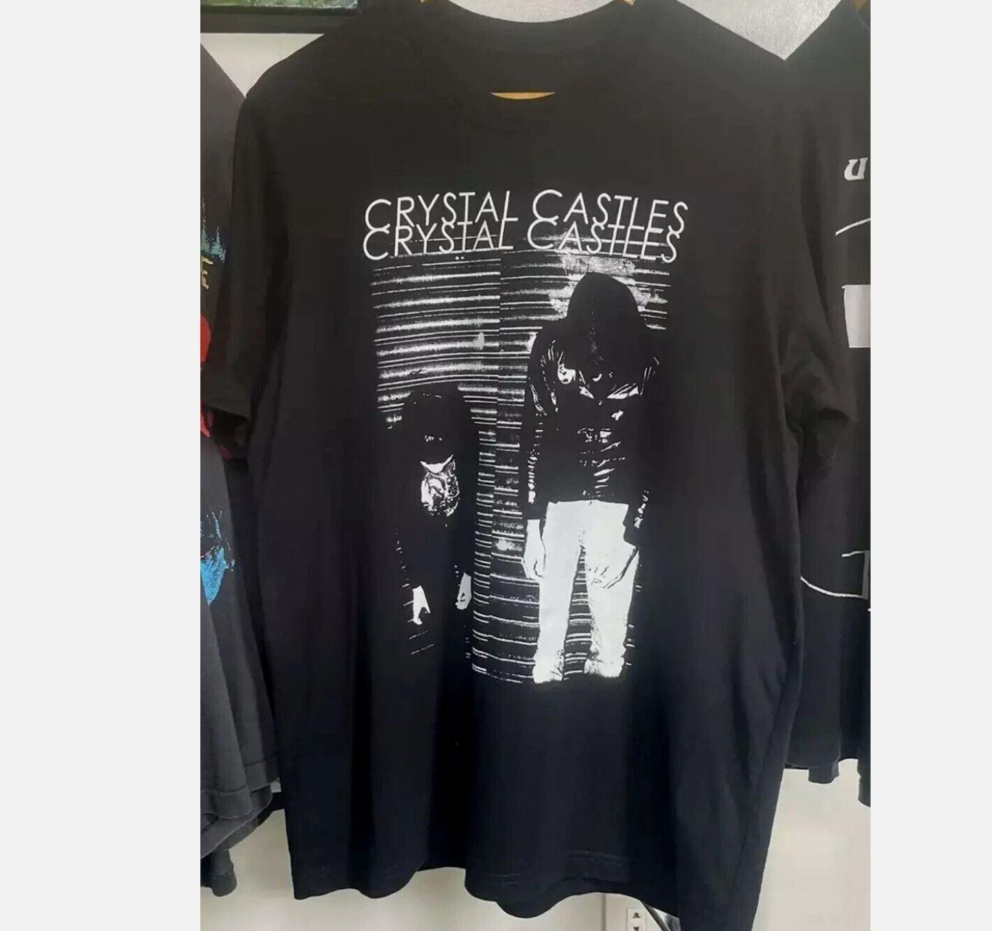 Футболка Crystal Castles, Черная, Тяжелый Хлопок, Унисекс, Размеры S-5XL, Новая с бирками XL