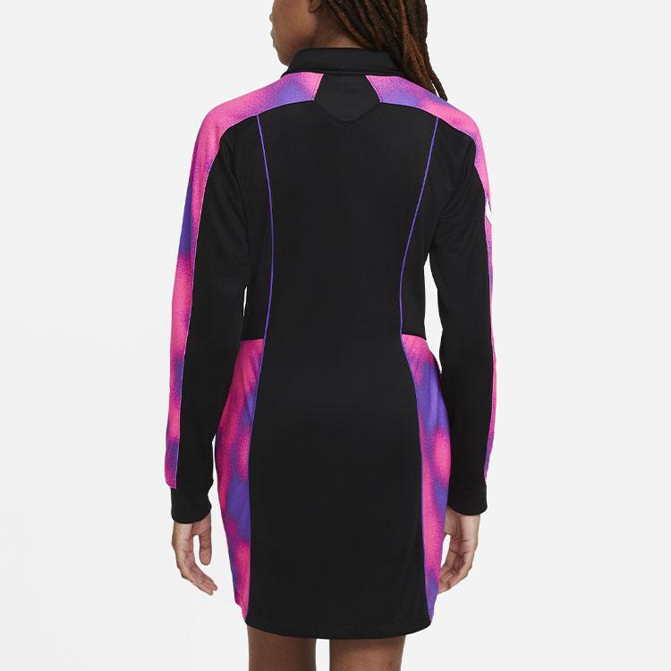 Air Jordan Paris Saint Germain Casual Sports Knit Long Sleeve Dress Women Dresses Black CZ7502-010