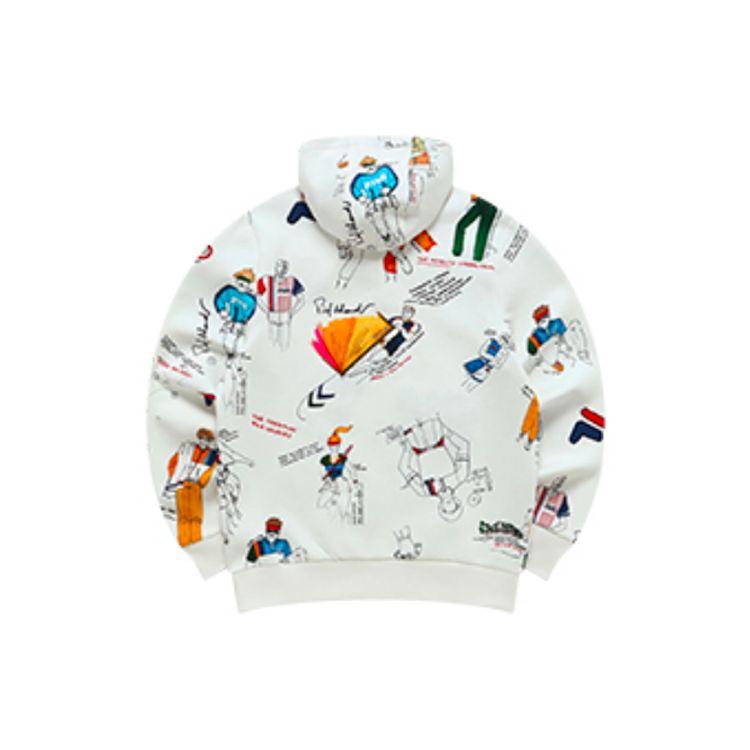 FILA Loose-Fit Printed Knit Hoodie Men Tops White F61M218220FZA