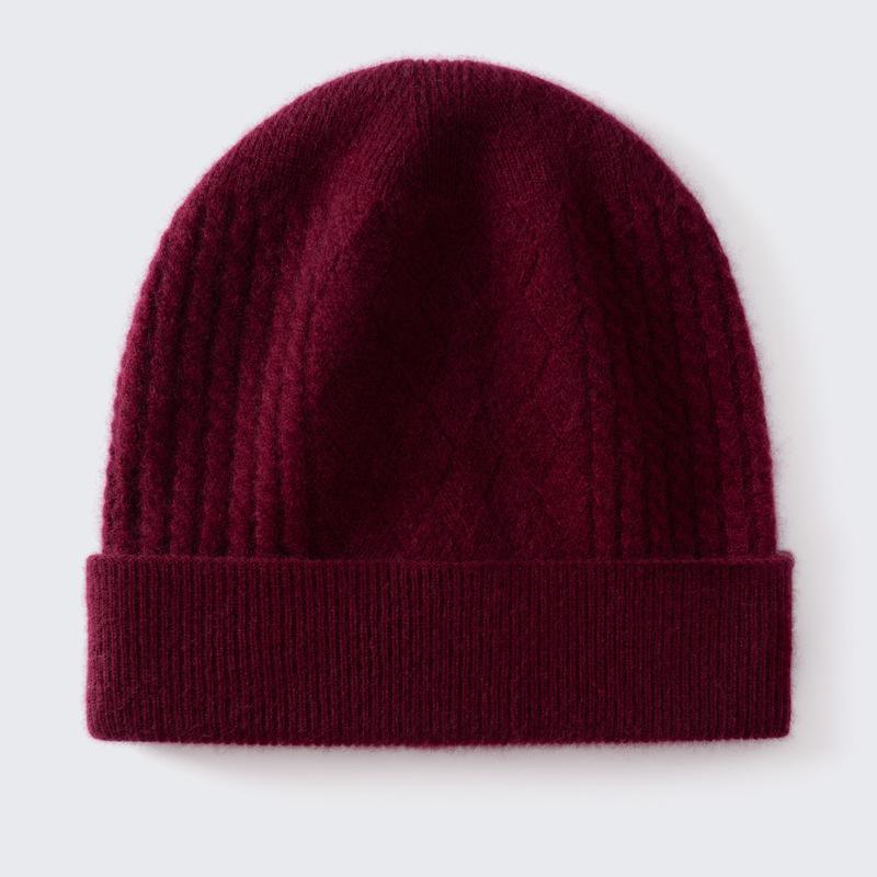 New% pure cashmere men's and women's warm wool hat knitted hat cashmere hat versatile wool hat