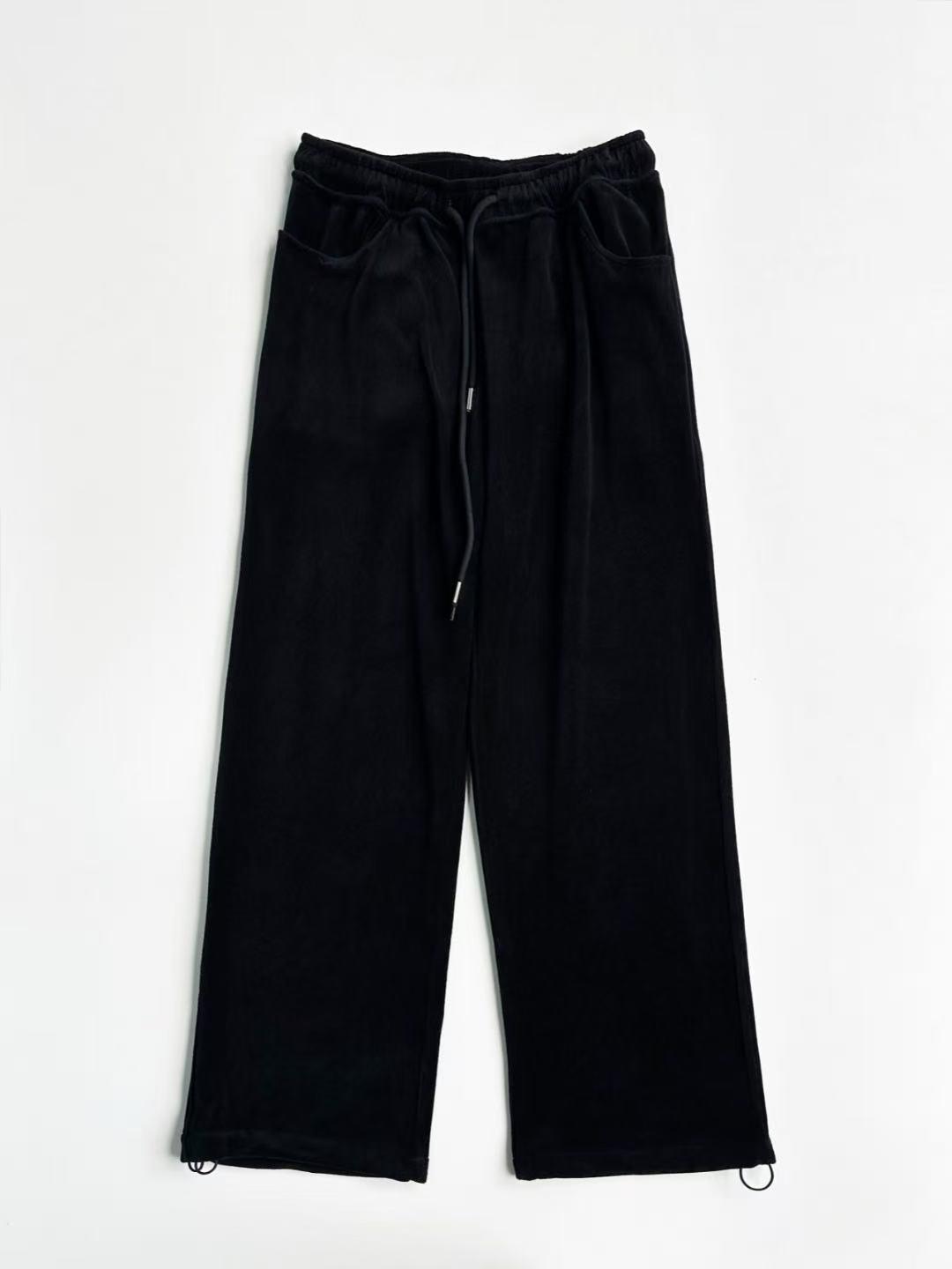 

Korean Niche Loose Fit Velvet Pants with Logo, Elastic Waist, and Drawstring Legs Large