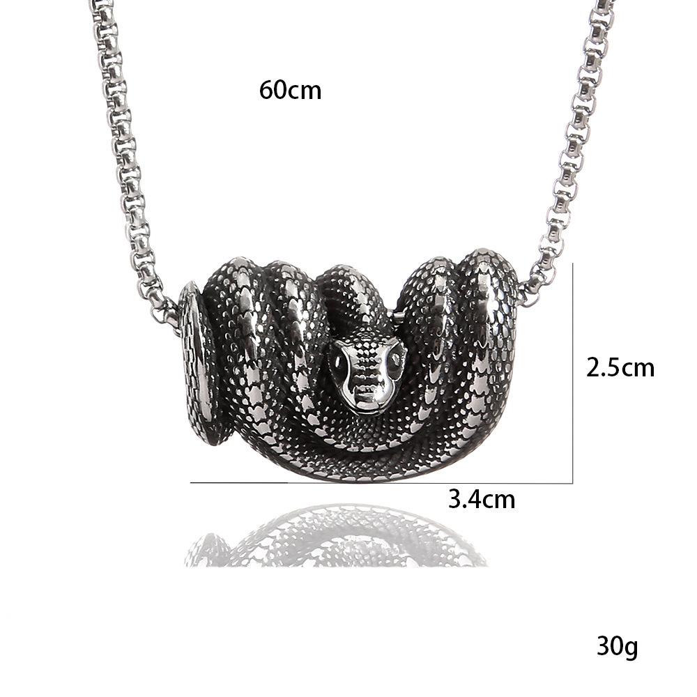 Shop, Original Design Jewelry, Titanium Steel Three-Dimensional Python Pendant Necklace.