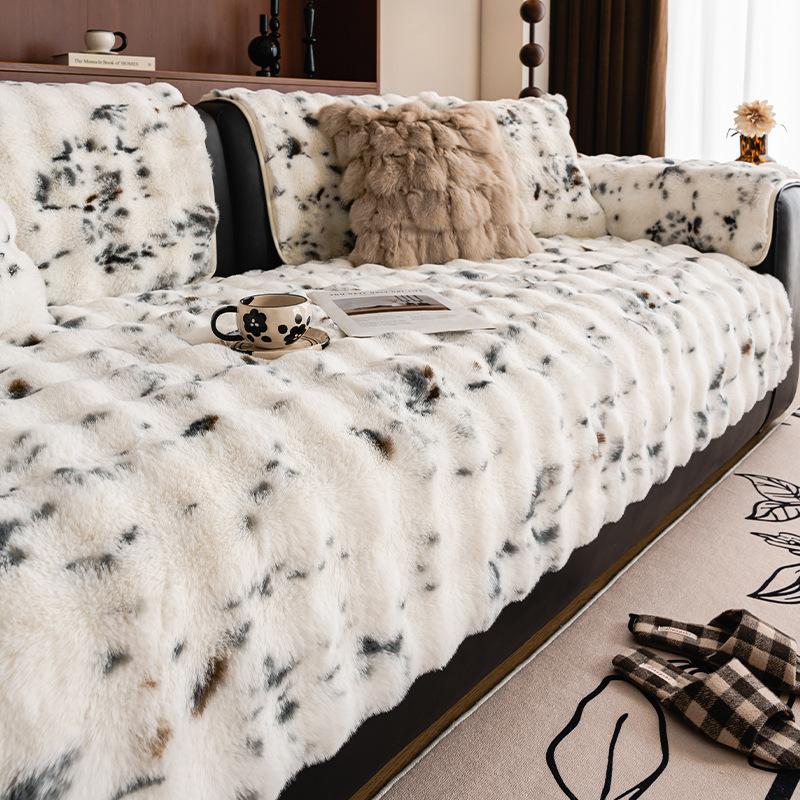 High-end Plush Sofa Cushion 2025New Winter Plush Straight Leather Non Slip Sofa Cushion Non Slip Armrest Cover Cloth Living Room