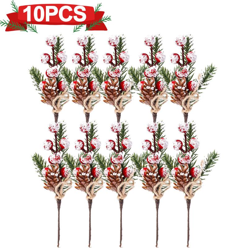 

Искусственные ветки сосновых шишек, украшения из шишек в виде ягод падуба, елочные украшения своими руками, упаковка для подарков на вечеринку, декор