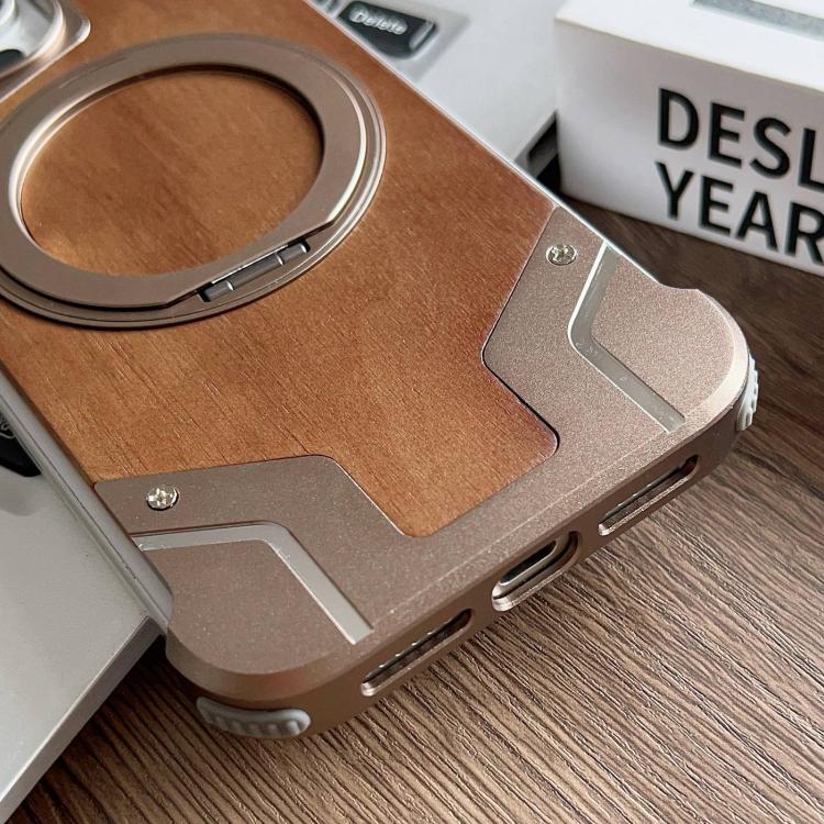Rüstung Walnussholz Metall Rahmenlos 360 Grad Drehbar Halter Magnetische Handyhülle