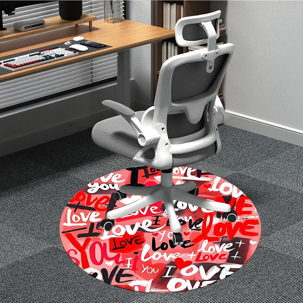 1PC Love, valentine s day Chair Carpet for Office, Indoor Non-Slip Washable  Carpet, Soft Comfortable Mat For Office Room yy250930156 80cm by 80cm