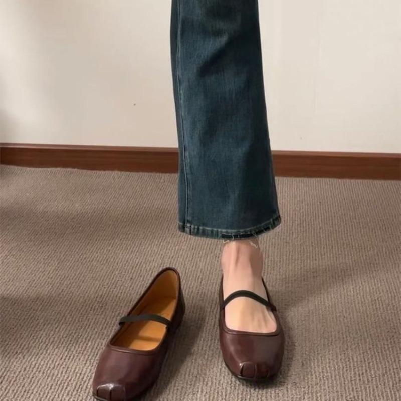 Ma temperament enstaka skor dam höst nya platt botten fyrkantig tå grund mun ord med Lizhen skor damskor