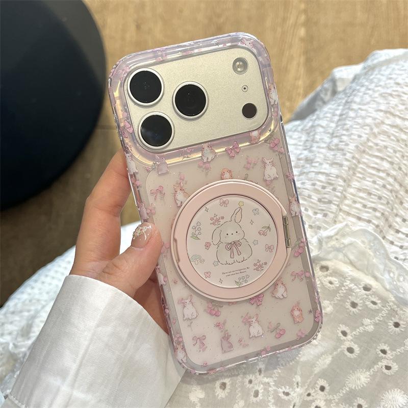 Floral Bow Rabbit Stand Compatible Case for iPhone 17, 16 Pro Max, 15, 14 - Women's Edition