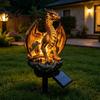 Golden Gorilla Solar Sculpture Dragon Garden Statue Light Gothic Medieval Resin Outdoor Lantern Sculpture Magical Fantasy Decor for Yard Patio,