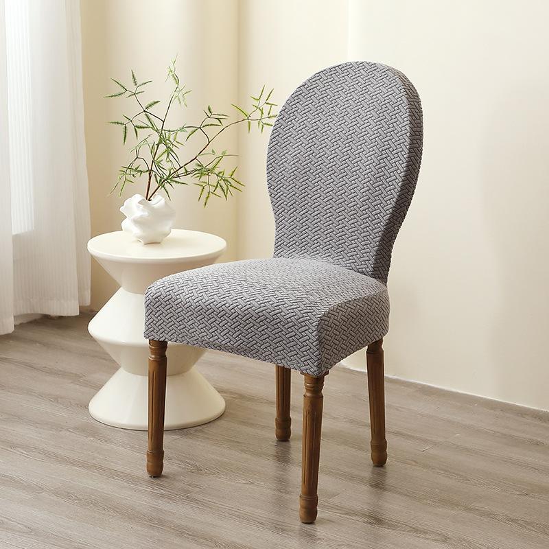 2pcs Oval Dining Table Chair Cover Stretch Backrest Round Back Dining Chair Cover Jacquard Chair Case Seat Cover for Home Hotel