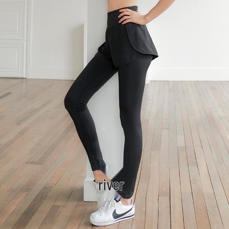 Women's High Waist Yoga Pants - Fake Two-Piece, Hip Lifting, Tight-Fitting, Elastic Running & Fitness Leggings