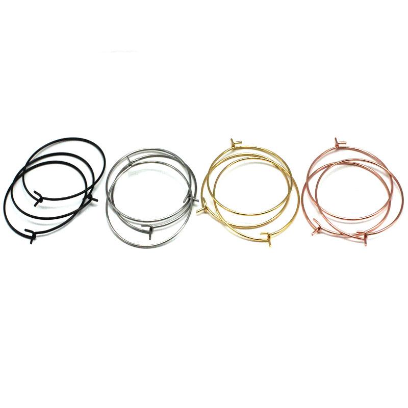 20pcs Stainless Steel Black Gold Color Hoop Earrings Findings Big Circle Ear Wire Earrings Clasp For DIY Jewelry Making Supplies
