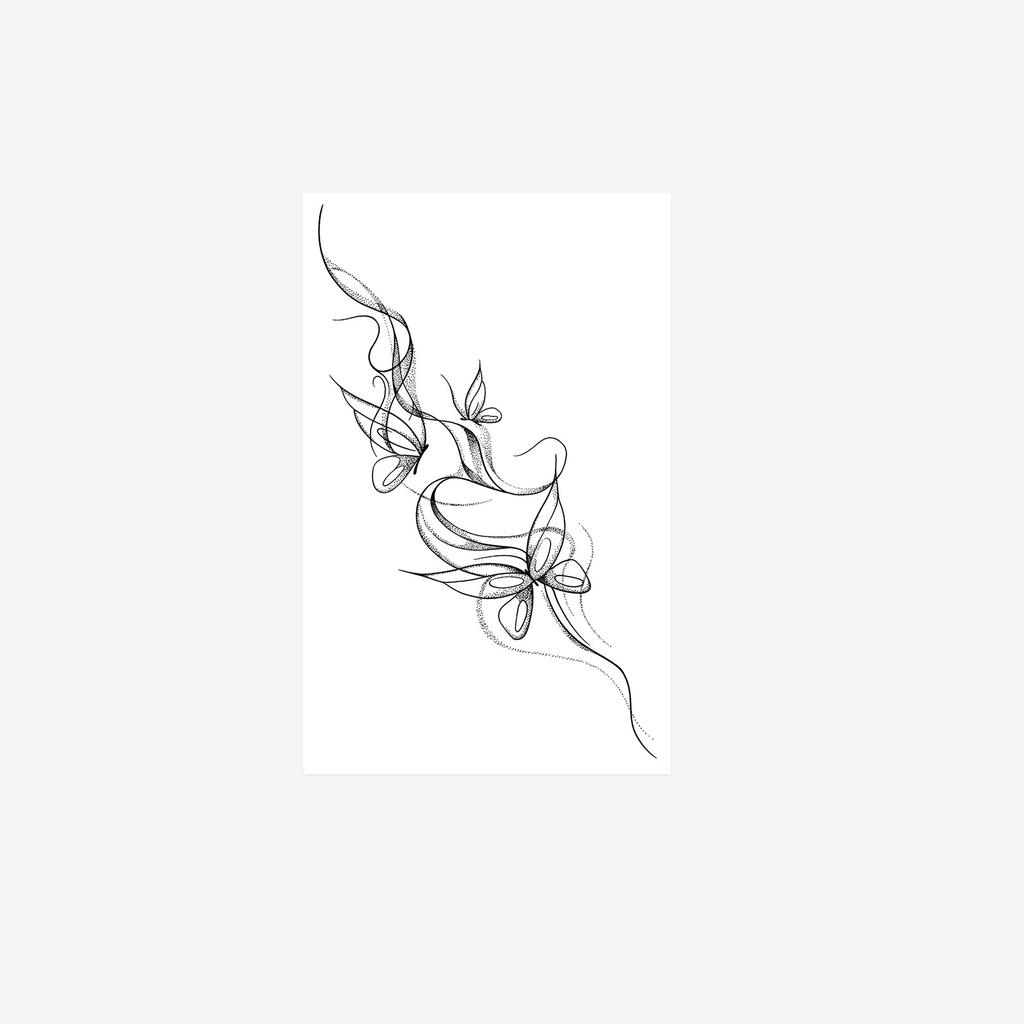 Line Butterfly Tattoo Sticker, Waterproof And Long-Lasting Simulation, Girls' Calf Flower Arm Advanced Tattoo Sticker
