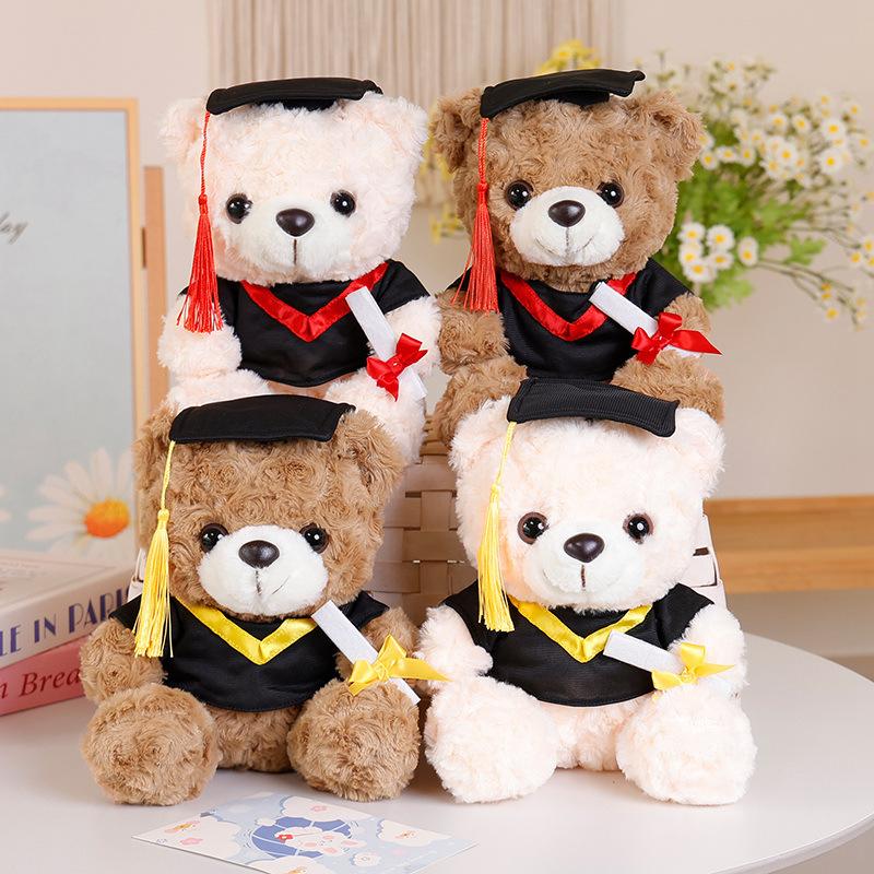 Graduation Bear Doll Make Logo School Emblem Doctor Hat Bear Teddy Bear Doll Plush Toy Doctor School Gift