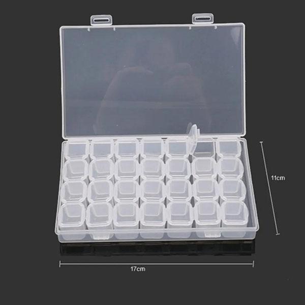 Nail Drill Box Alloy Drill Storage Box Rhinestone Jewelry Box 28 Grids 56 Grids Plastic Transparent Jewelry Storage Box