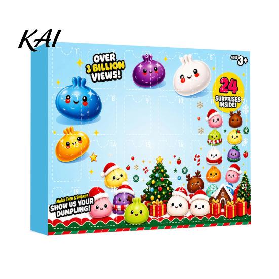 Sensory Fidget Toys for Stress Relief Dumplings Squeeze Toy Advent Calendar Box, 24-Day Christmas Countdown with Mini Box Fidgets, Bun Holiday