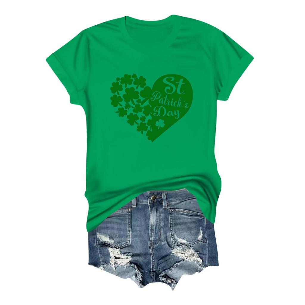 Women's Casual Printed T-shirt Round Neck Pullover Short Sleeve Top