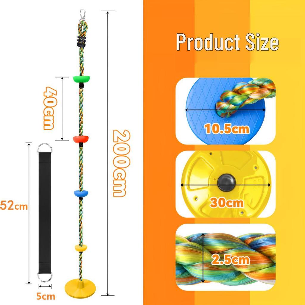 Large Children's Disc Swing with Climbing Rope - Sensory Training Playground Toy for Kindergartens