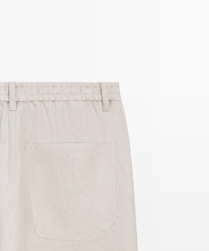 Masimodutti Semi-Jogger Fit Linen Pants