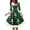 Women's Fashion V-neck Casual Fit Christmas Print Party Long Sleeve Dress
