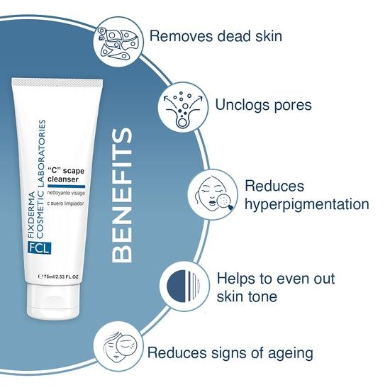 FIXDERMA COSMETIC LABORATORIES C Scape Oczyszczający żel do mycia twarzy | Witaminowy żel do mycia twarzy dla kobiet | Rozjaśniający żel do mycia twarzy, redukuje drobne linie i zmarszczki - 75 ml