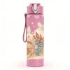 1PC Soft Dried Floral Bouquet 750ml Color Plastic Sports Water Bottle Leakproof Flip Straw Lid For Sports Office Home Use