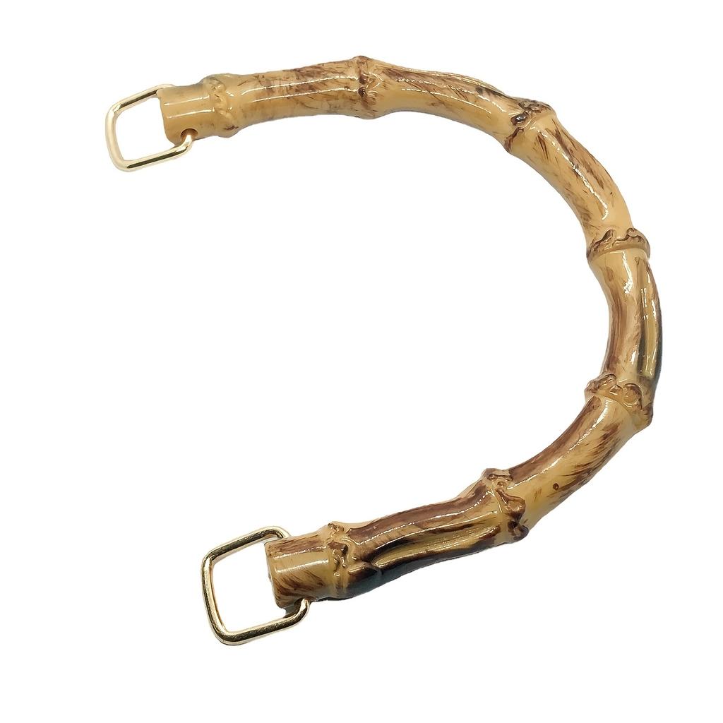 1pcs Chic Handmade Woven Bag Accessories, Resin Bamboo Style Handles, DIY Crafting Replacement Carry Loops for Handbags