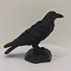 Nostalgie 3D Printed Crow Statue, Gothic Dark Academia Bird Sculpture, Matte Black Raven Figurine, Stable Rock Base for Desk Display Cabinet,