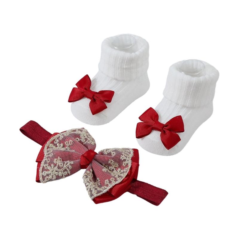 Baby Strick Socken Kopfbedeckung Prinzessinnen Stil Baby Mädchen Stirnband Socken Modische Haaraccessoires für Säuglinge & Babys