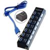 7 Port USB 3.0 Hub with Individual Switches and LED Indicators Multi Splitter Expander